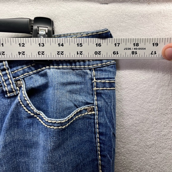 Nine West Flap Pocket Straight Leg Jeans Womens 10 Blue Denim Wide stitch 2561 - Picture 6 of 11